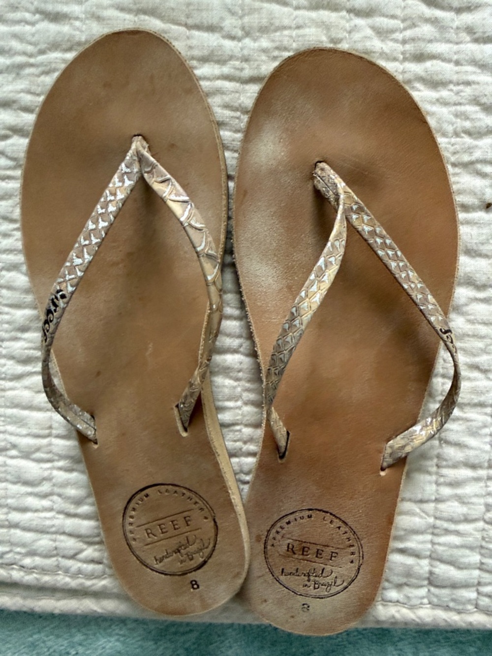 Reef Women’s Metallic Bronze Leather Thong Sandals